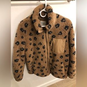 Abercrombie Soft Collection Animal Leopard Print Zip Up Fleece Jacket Size Large